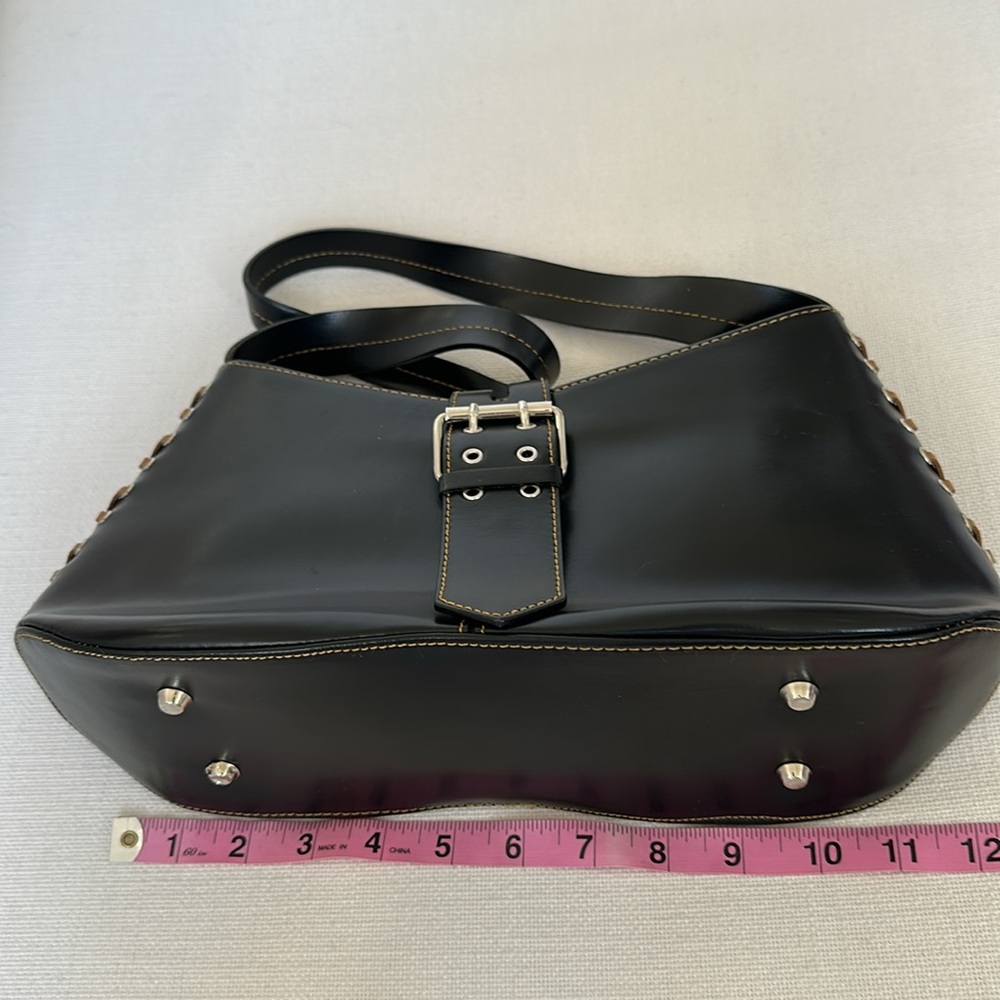 Tiffany & Fred Paris Leather Satchel Black/Tan - Picture 10 of 12